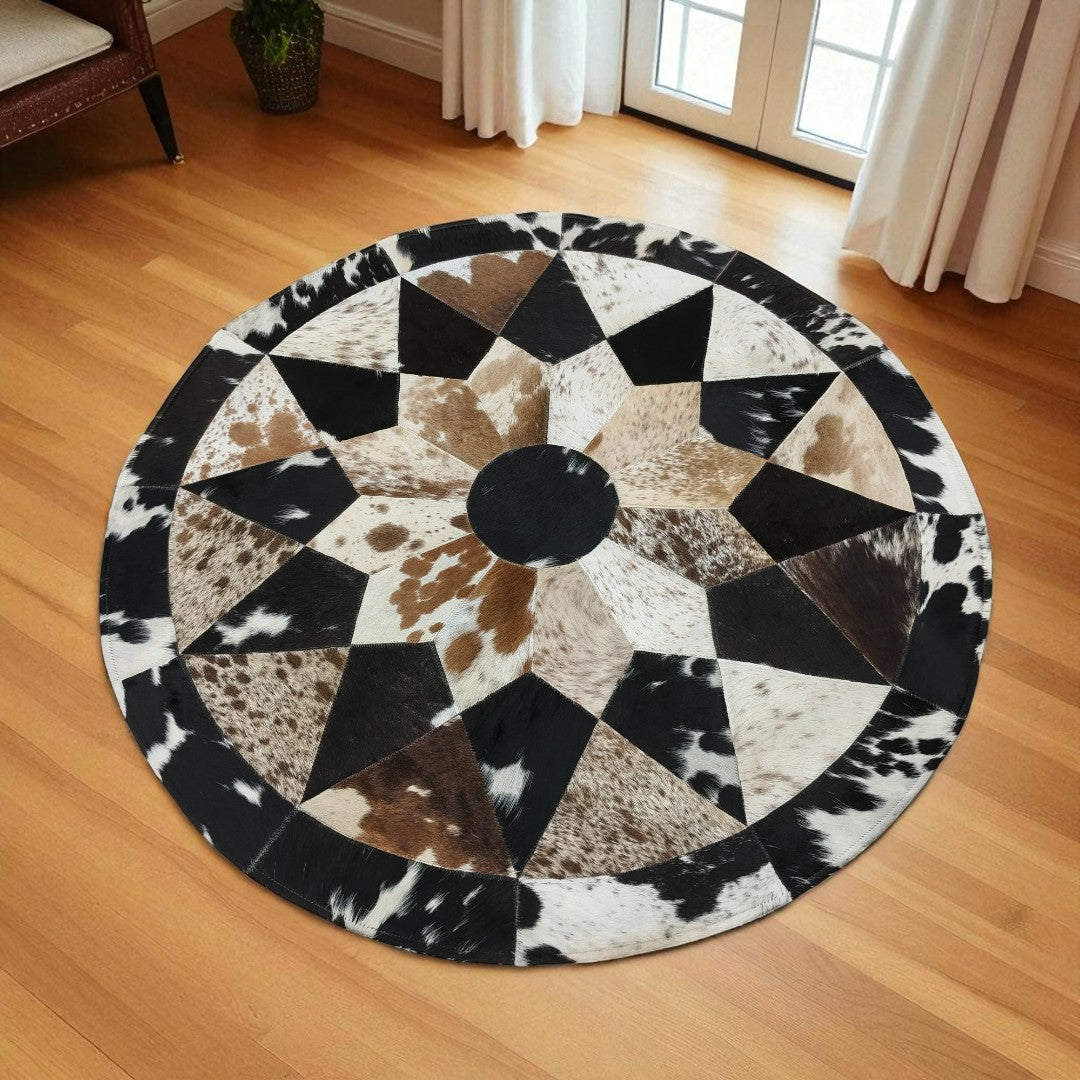 Original Cowhide Hairon Round Rug - 9